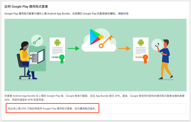 註冊Google Play應用程式簽署